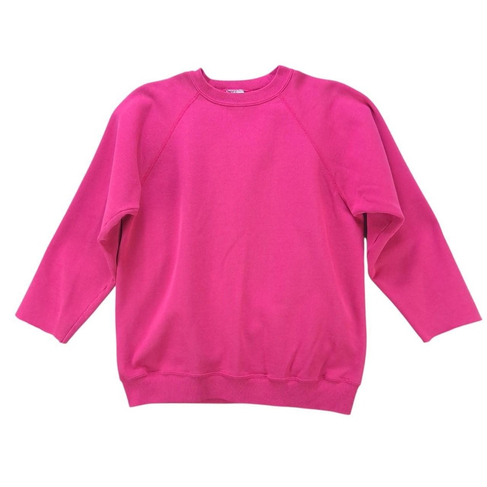 Vintage Hanes Activewear Pink Crewneck Sweatshirt 3/4 Sleeve USA Made Womens L